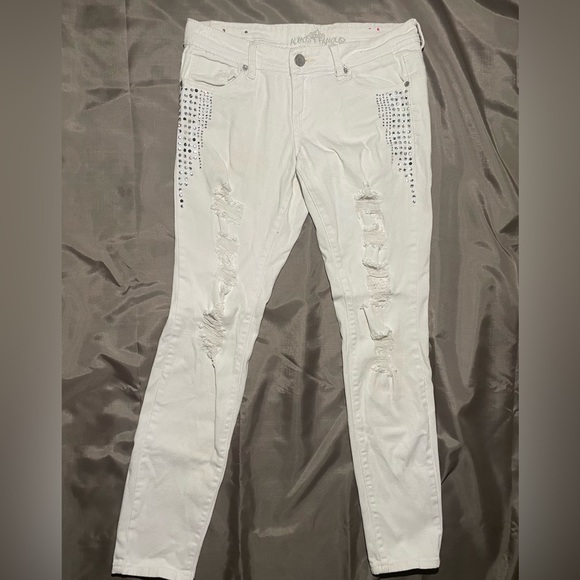 Almost Famous Y2k White Jeans - Picture 1 of 4